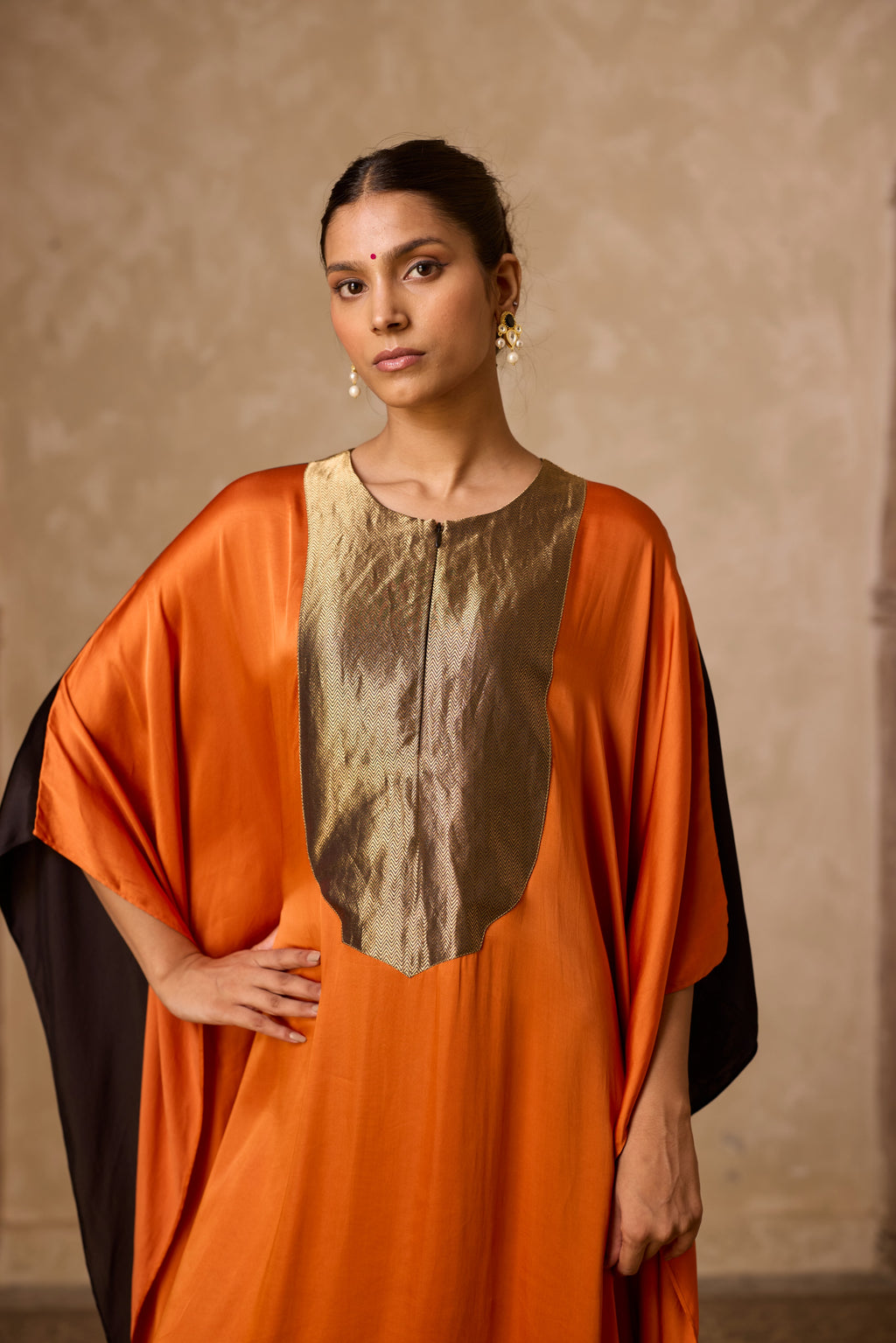 HAAR KAFTAN RUST & BLACK