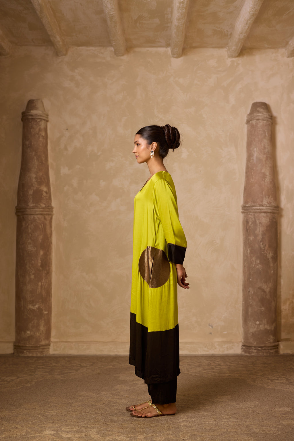 POKET HEENA KAFTAN SET LIME & BLACK
