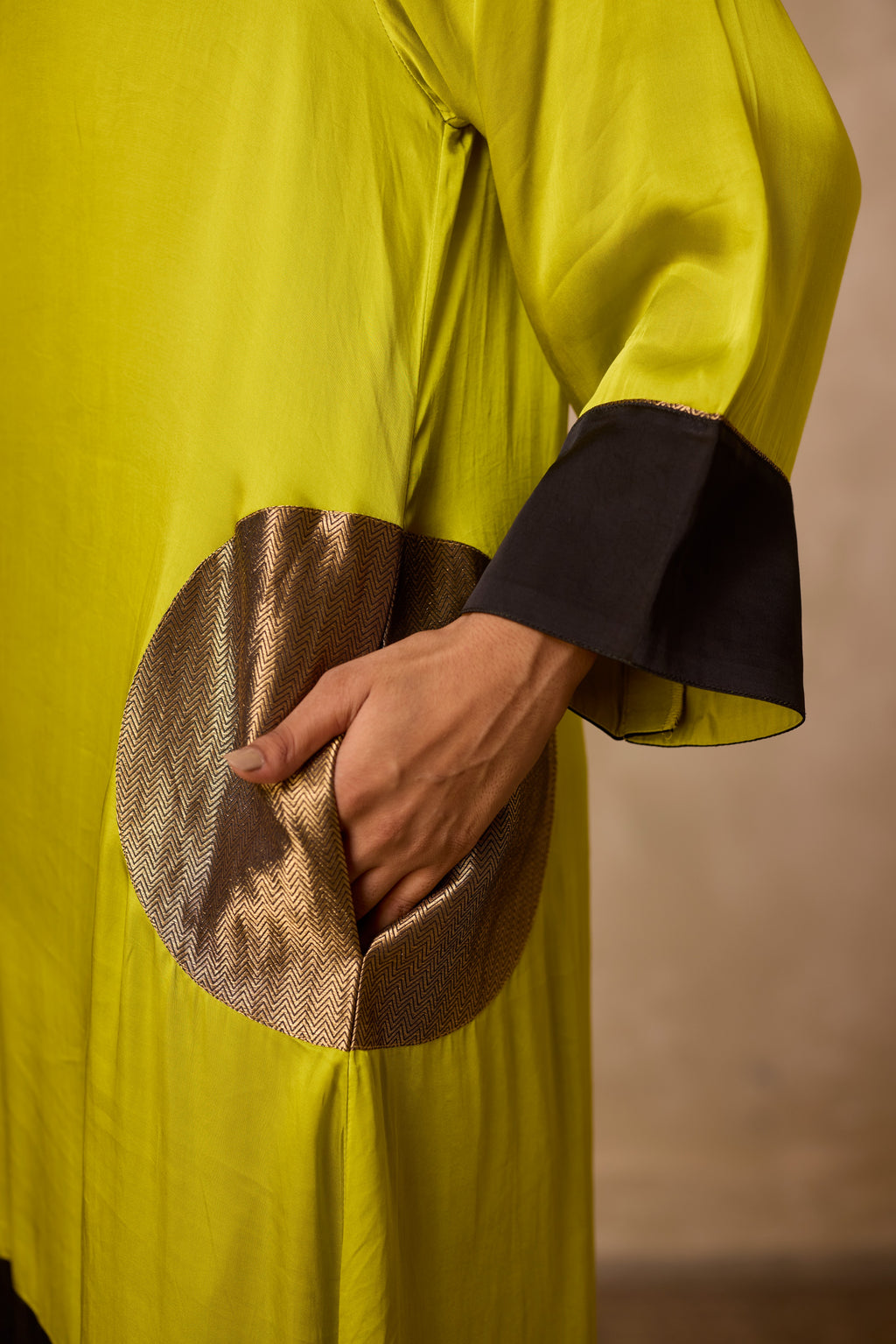 POKET HEENA KAFTAN SET LIME & BLACK
