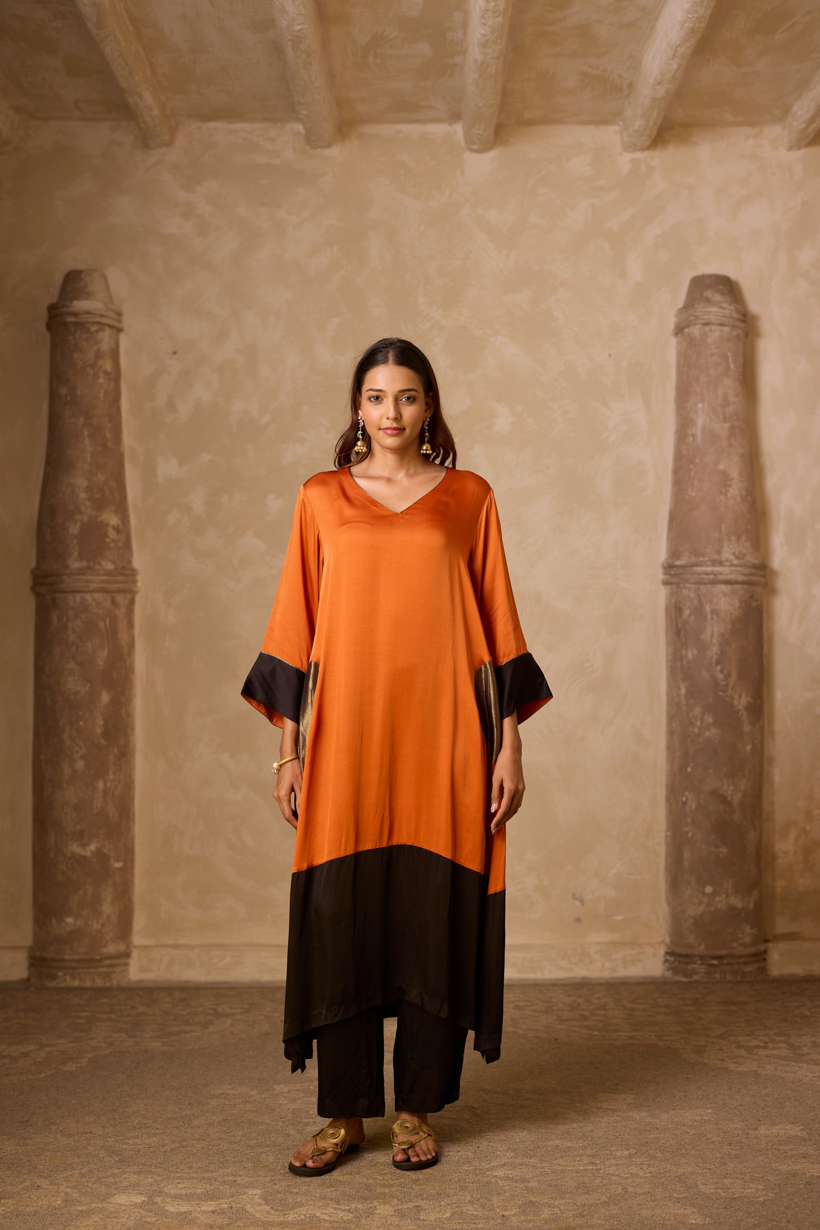 POKET HEENA KAFTAN SET RUST & BLACK