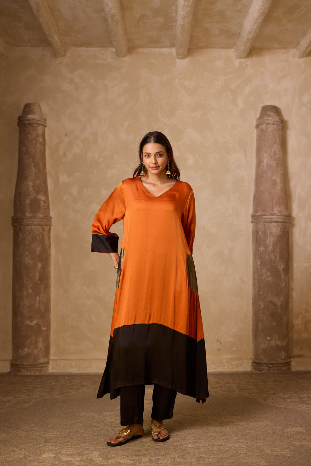 POKET HEENA KAFTAN SET RUST & BLACK