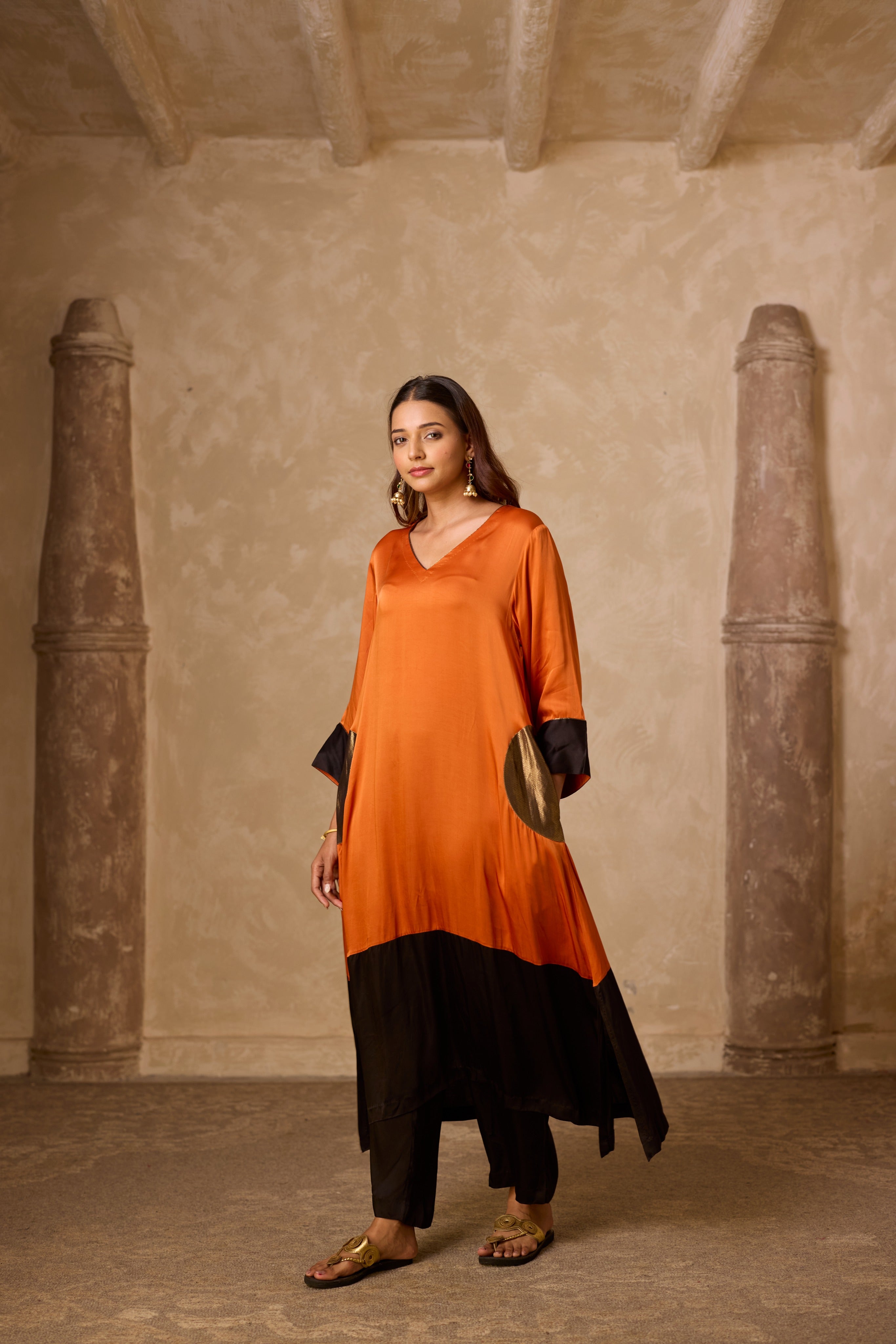 POKET HEENA KAFTAN SET RUST & BLACK
