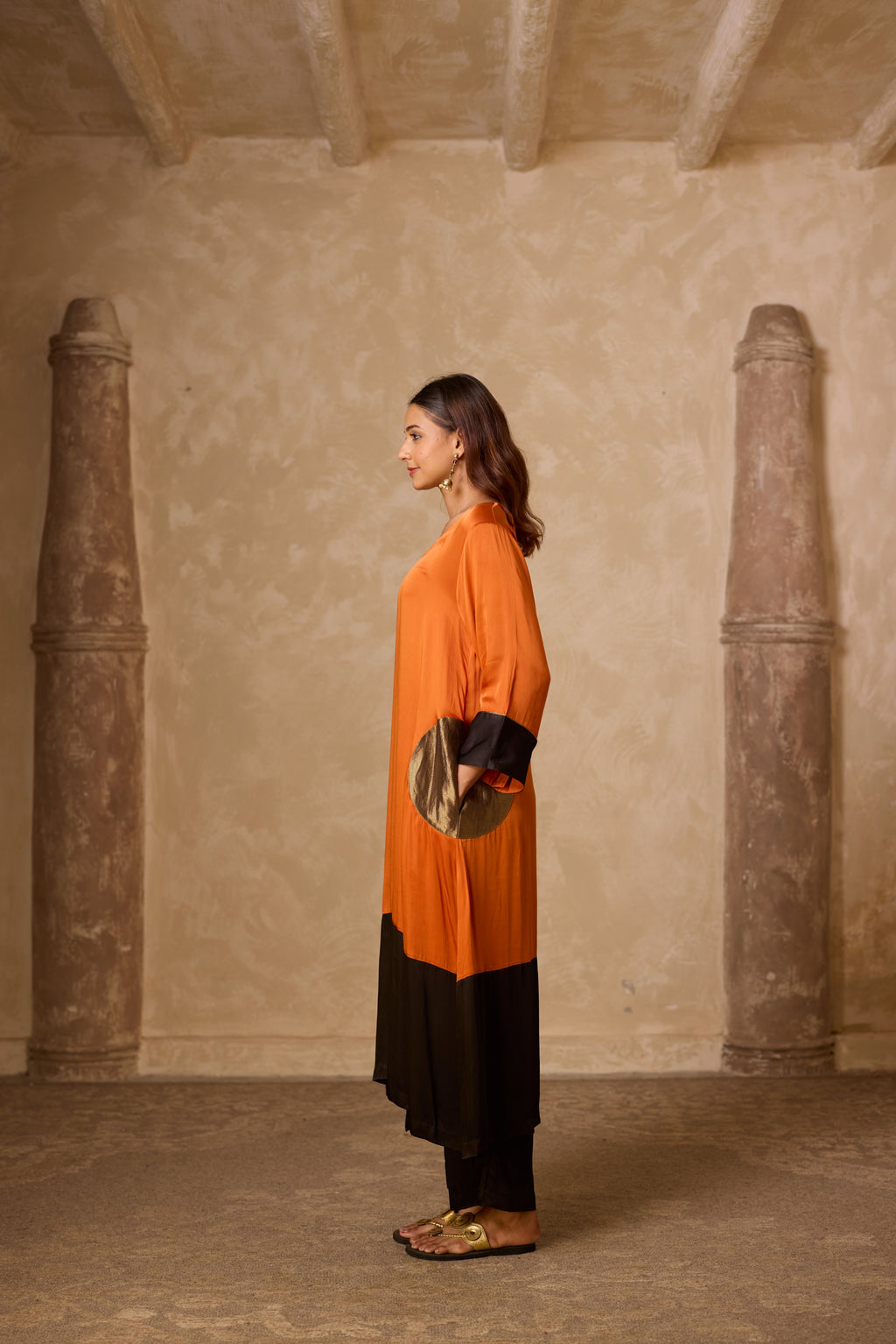 POKET HEENA KAFTAN SET RUST & BLACK