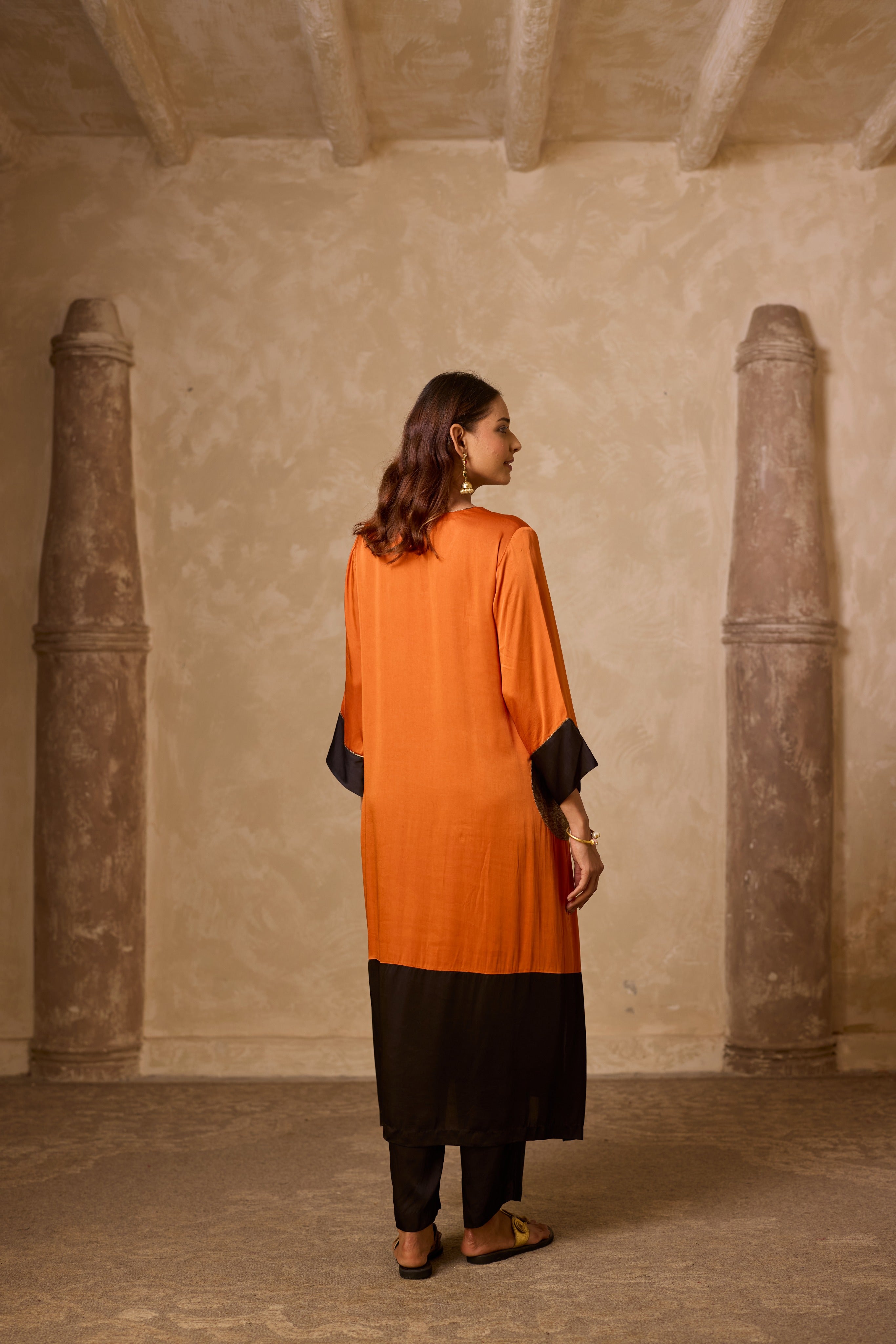 POKET HEENA KAFTAN SET RUST & BLACK