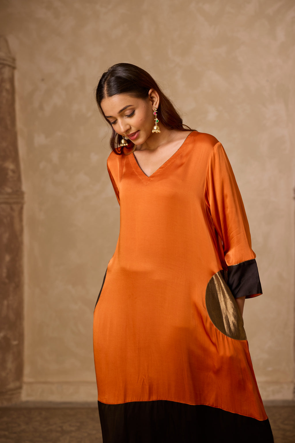 POKET HEENA KAFTAN SET RUST & BLACK