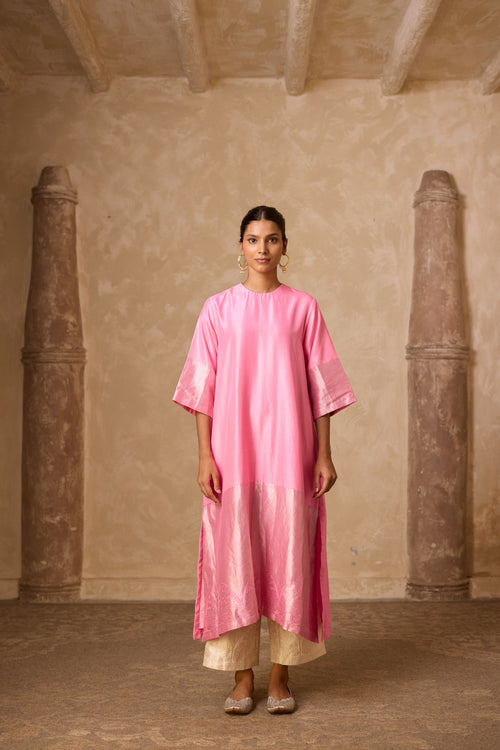 ADA SILK KURTA SET PINK