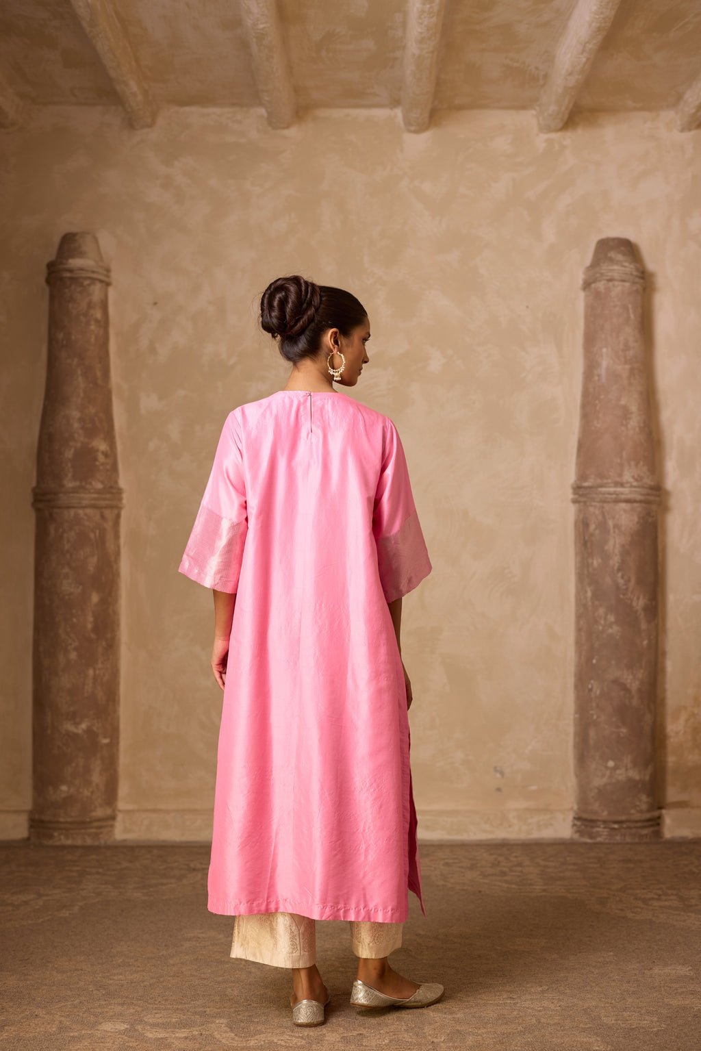 ADA SILK KURTA SET PINK