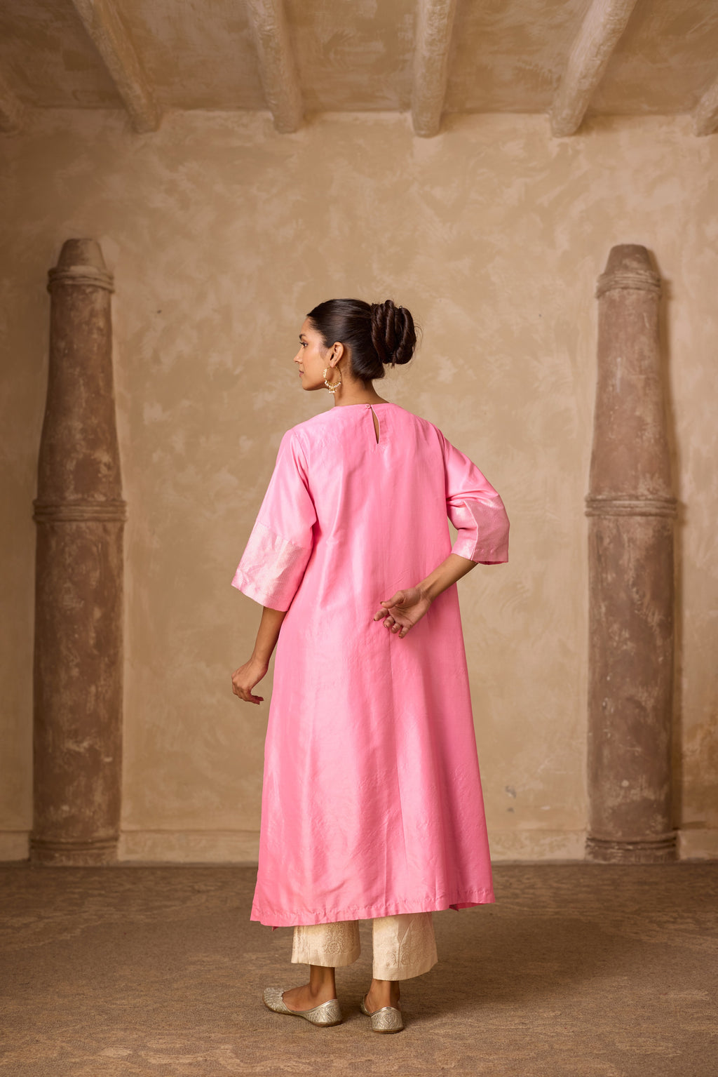 ADA SILK KURTA SET PINK