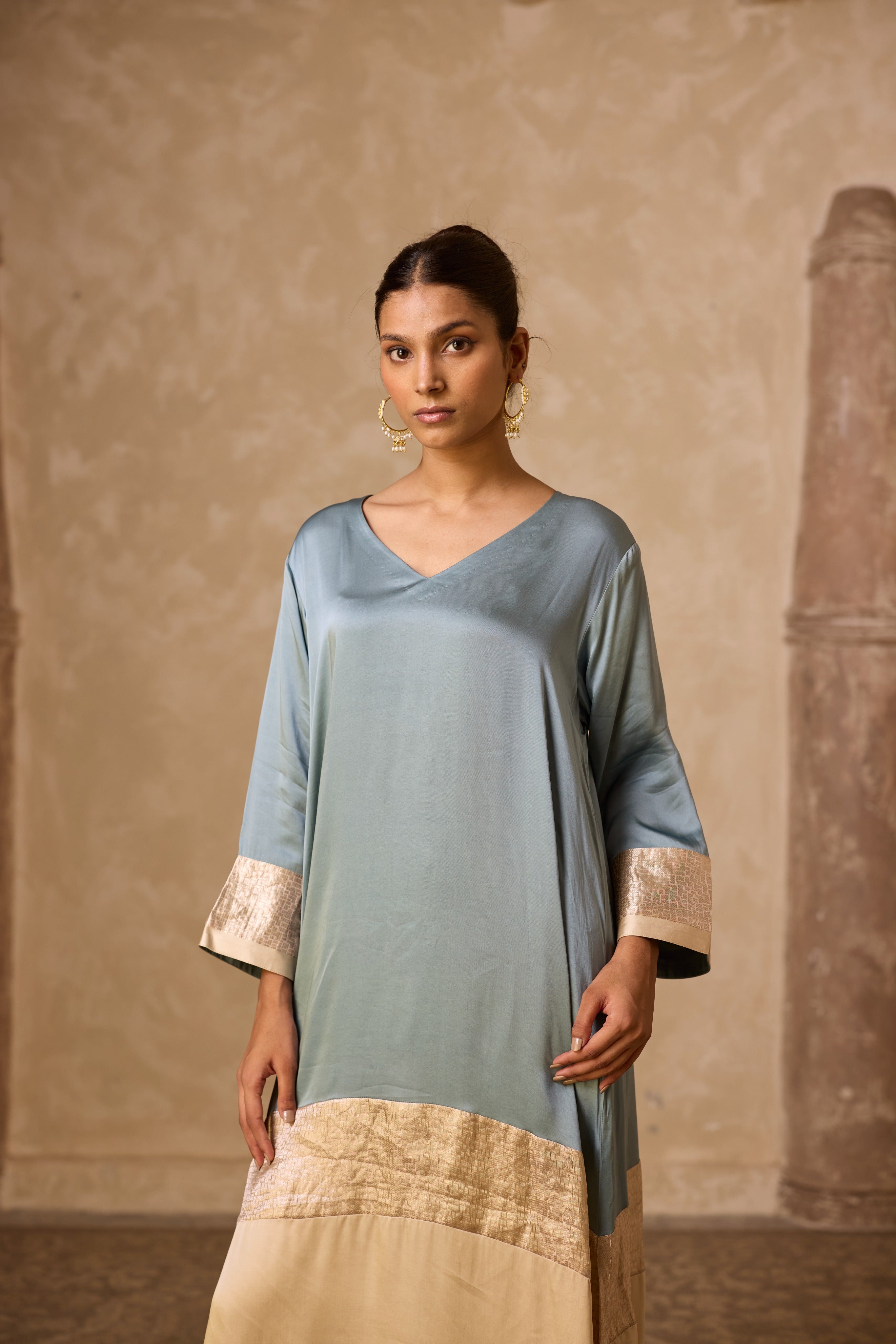 HEENA KAFTAN SET POWDER BLUE