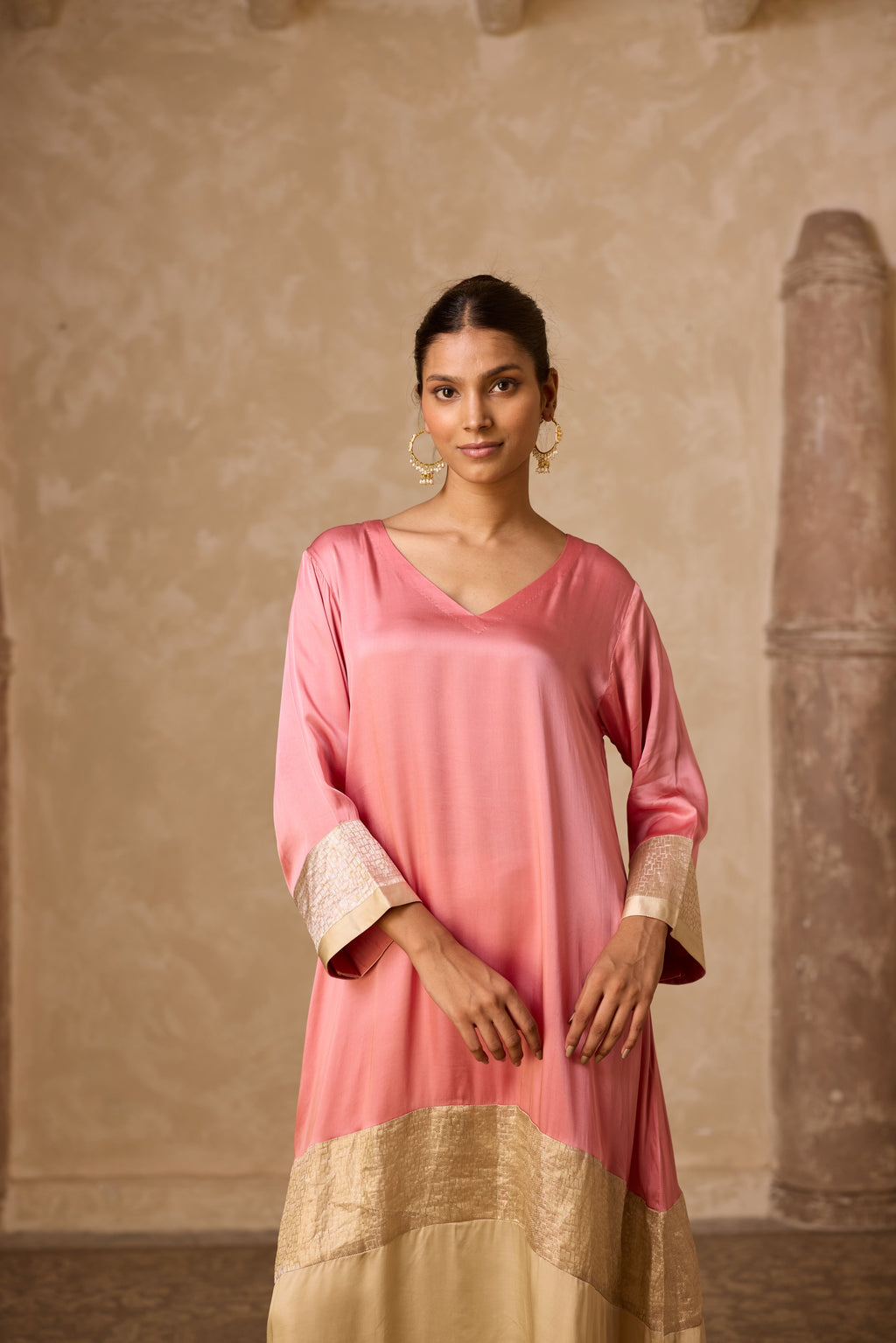 HEENA KAFTAN SET DULL ROSE
