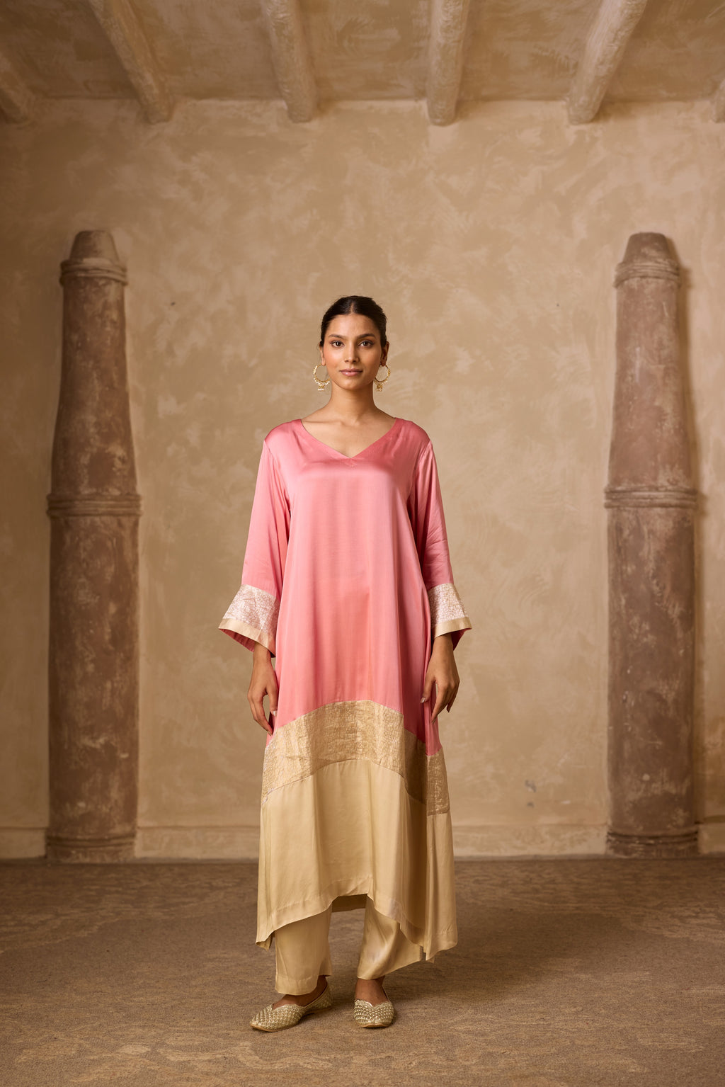 HEENA KAFTAN SET DULL ROSE
