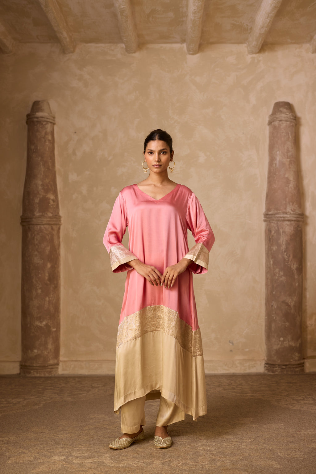 HEENA KAFTAN SET DULL ROSE