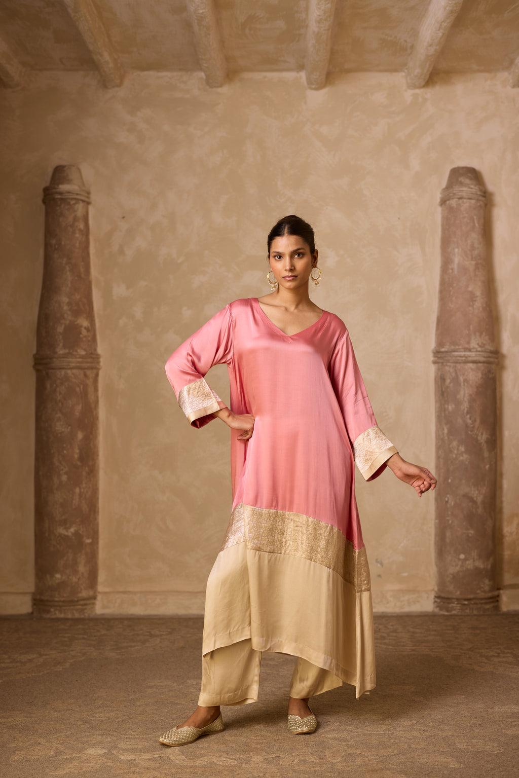 HEENA KAFTAN SET DULL ROSE
