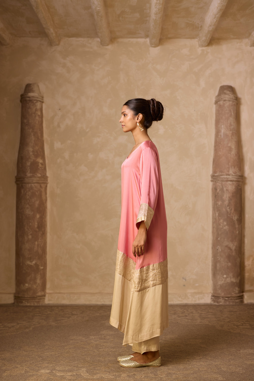 HEENA KAFTAN SET DULL ROSE