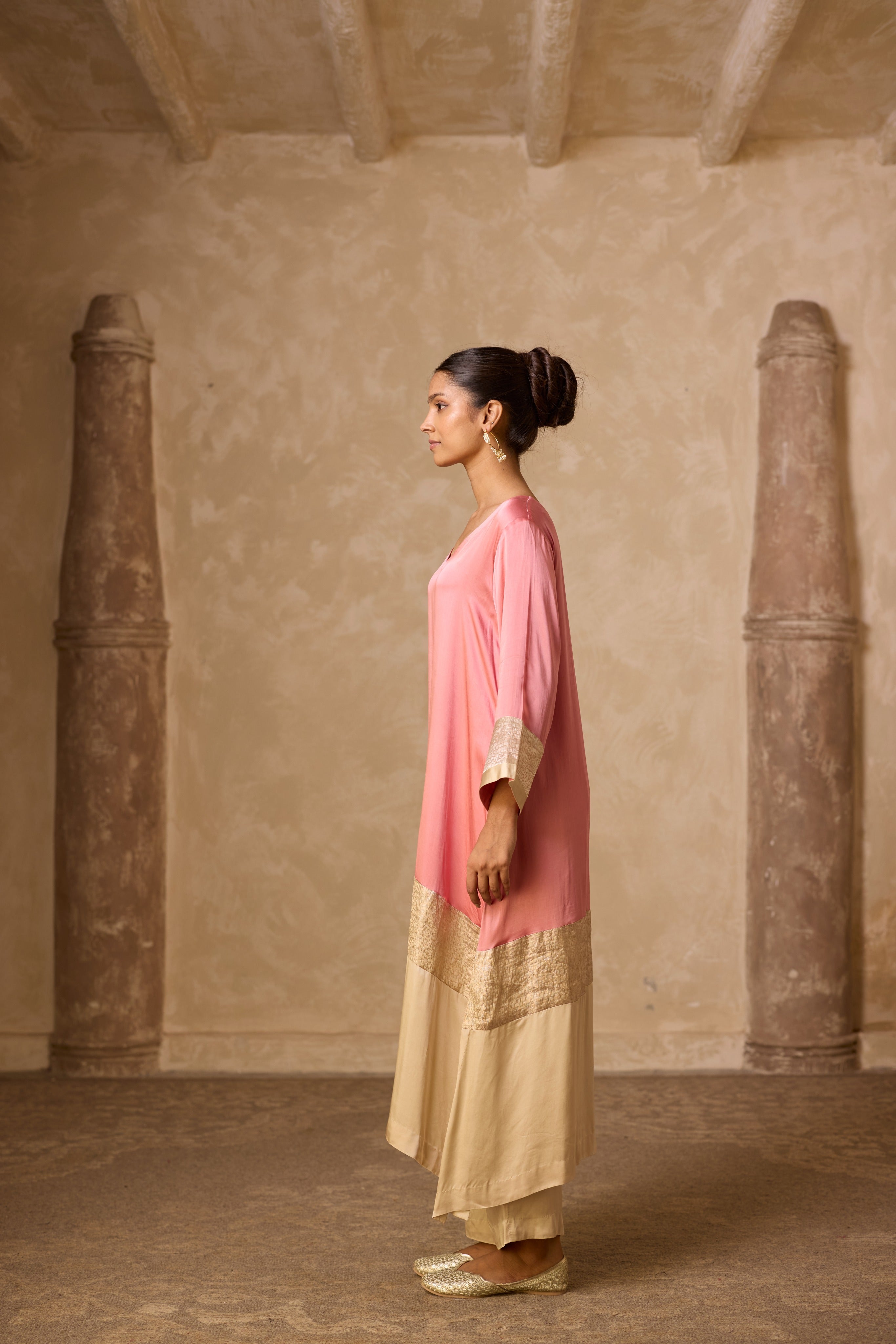 HEENA KAFTAN SET DULL ROSE