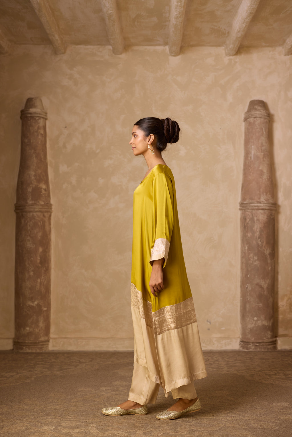 HEENA KAFTAN SET LIME GREEN