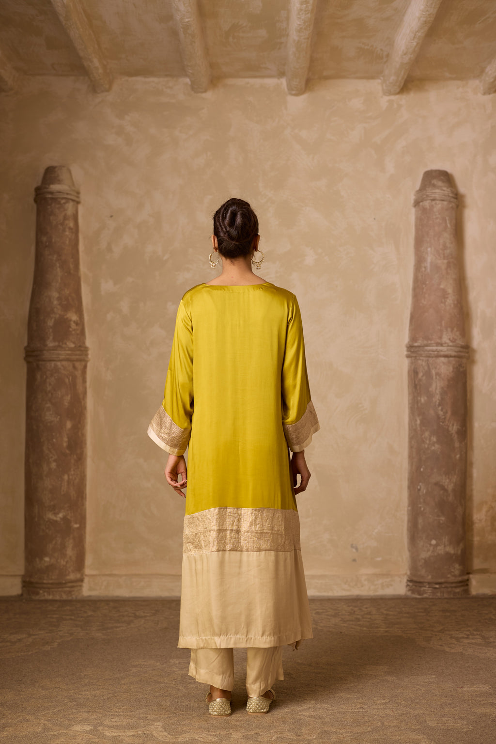 HEENA KAFTAN SET LIME GREEN