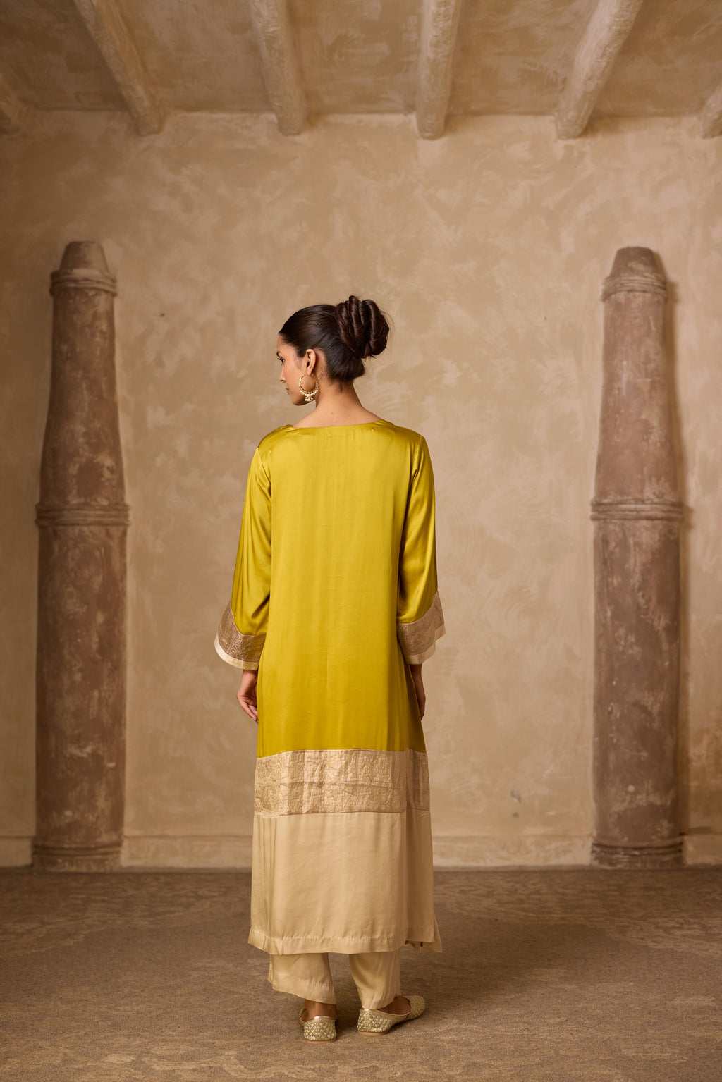 HEENA KAFTAN SET LIME GREEN