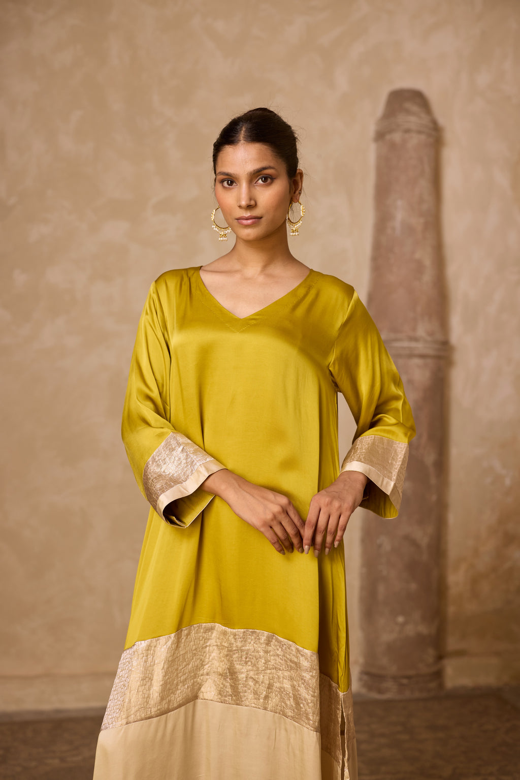 HEENA KAFTAN SET LIME GREEN