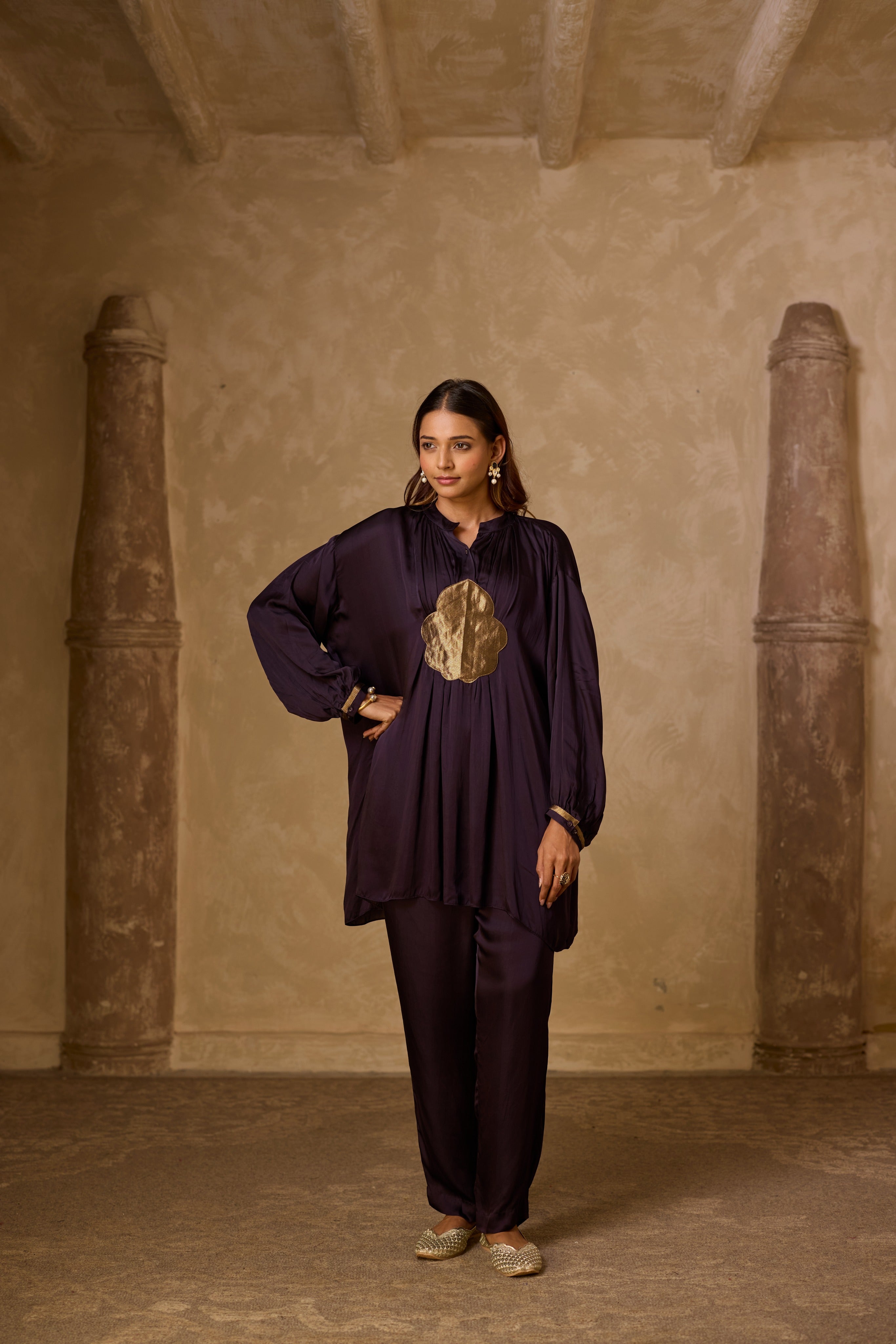 BASANTI KURTA SET DEEP PURPLE