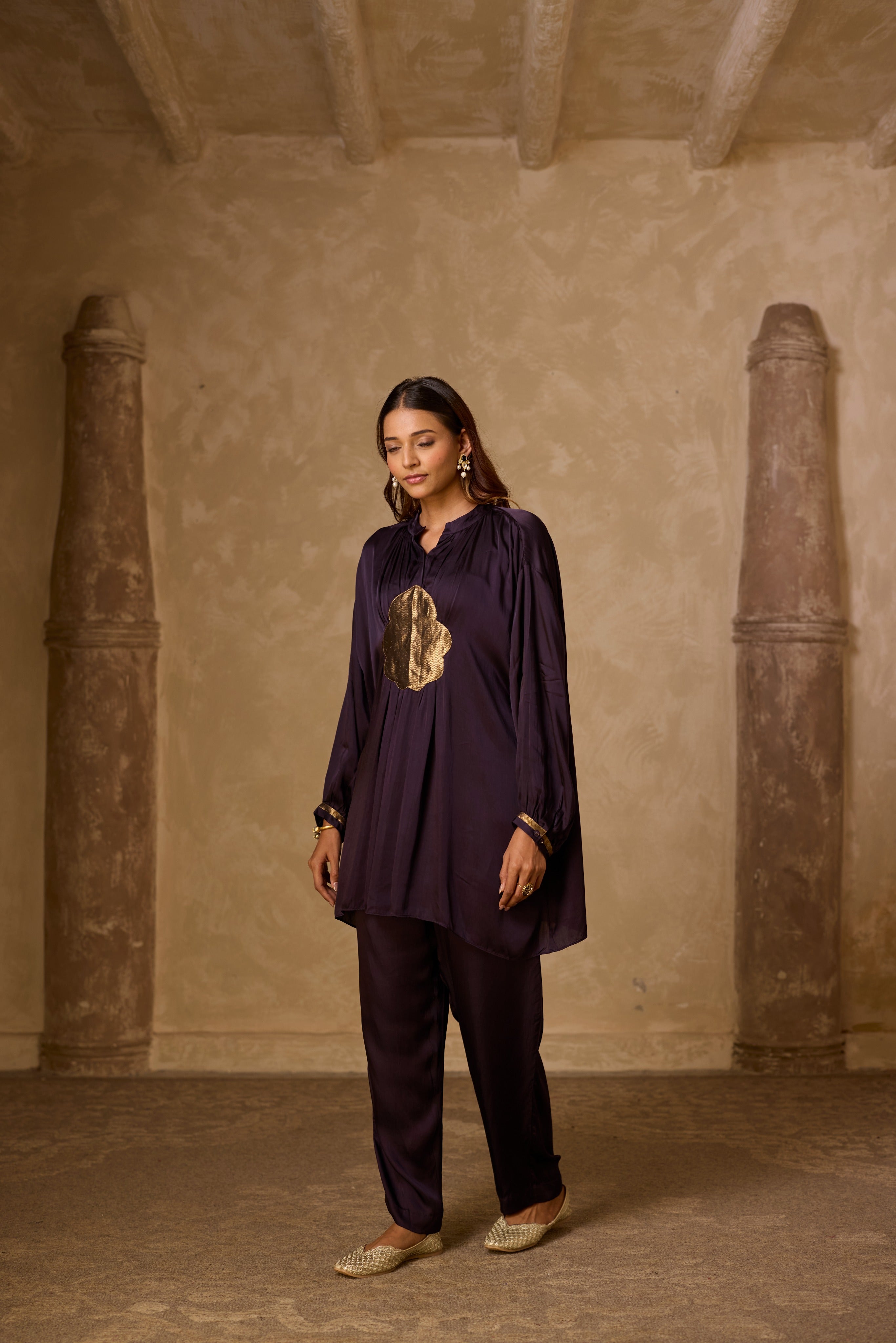 BASANTI KURTA SET DEEP PURPLE