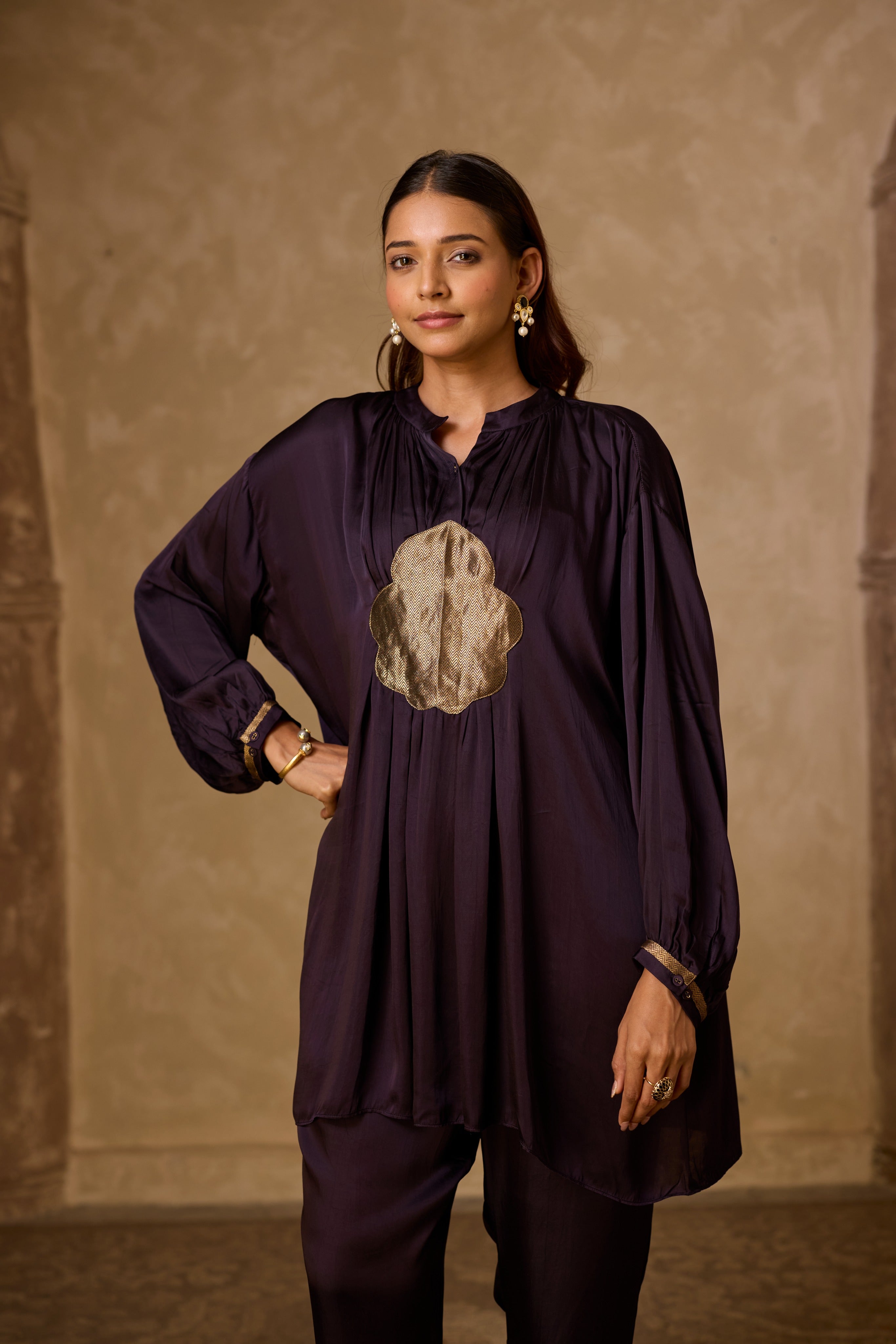 BASANTI KURTA SET DEEP PURPLE