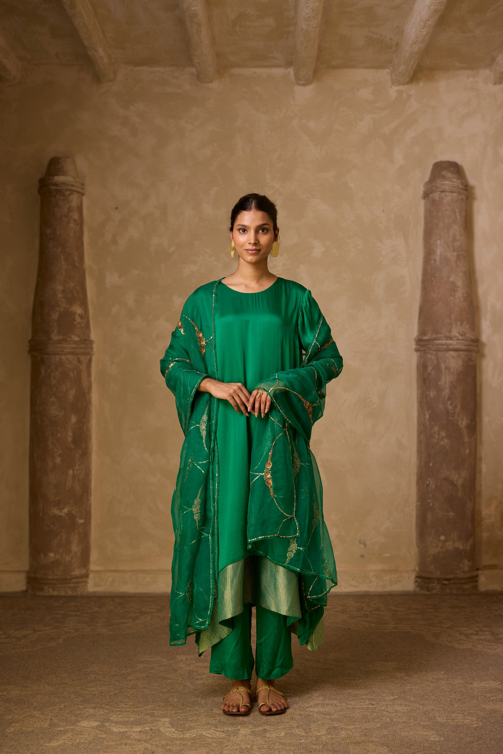 CHAMELI DRESS GREEN (SET OF TWO PCS)