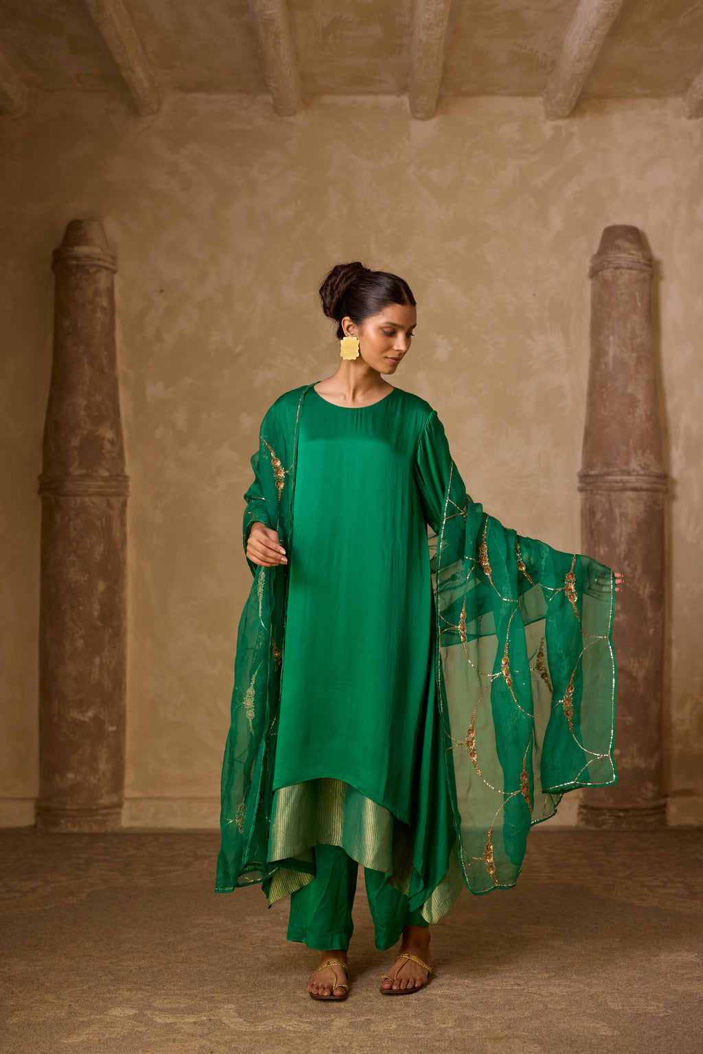 CHAMELI DRESS GREEN (SET OF TWO PCS)