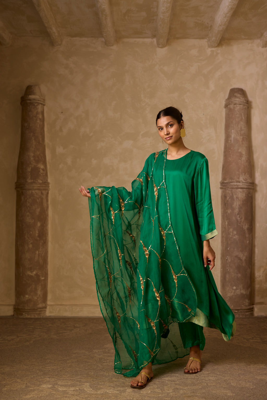 CHAMELI DRESS GREEN (SET OF TWO PCS)