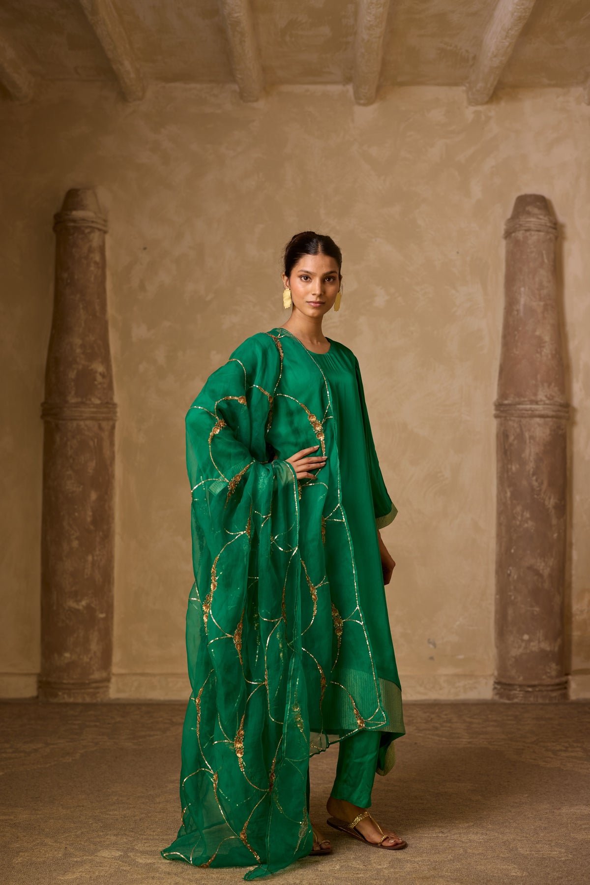 CHAMELI DRESS GREEN (SET OF TWO PCS)