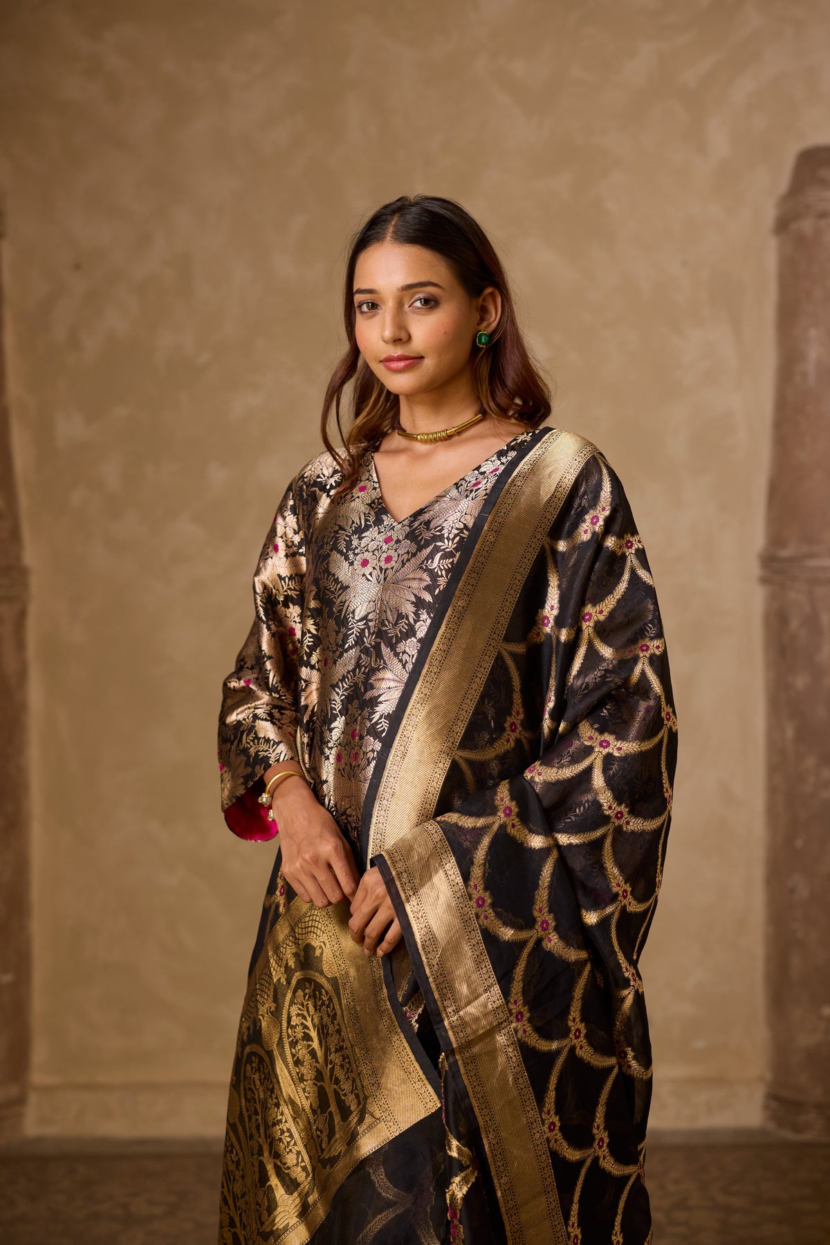 HAZARA KURTA WITH PLAIN PANT SET (SET OF TWO)