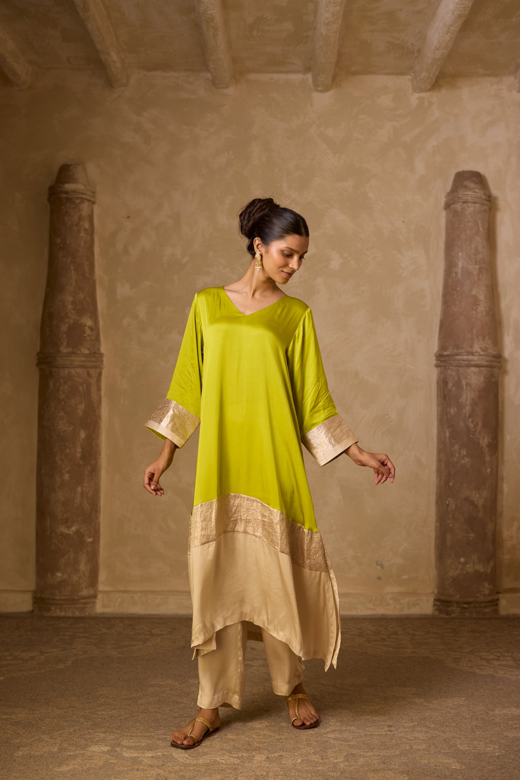 HEENA KAFTAN SET LIME