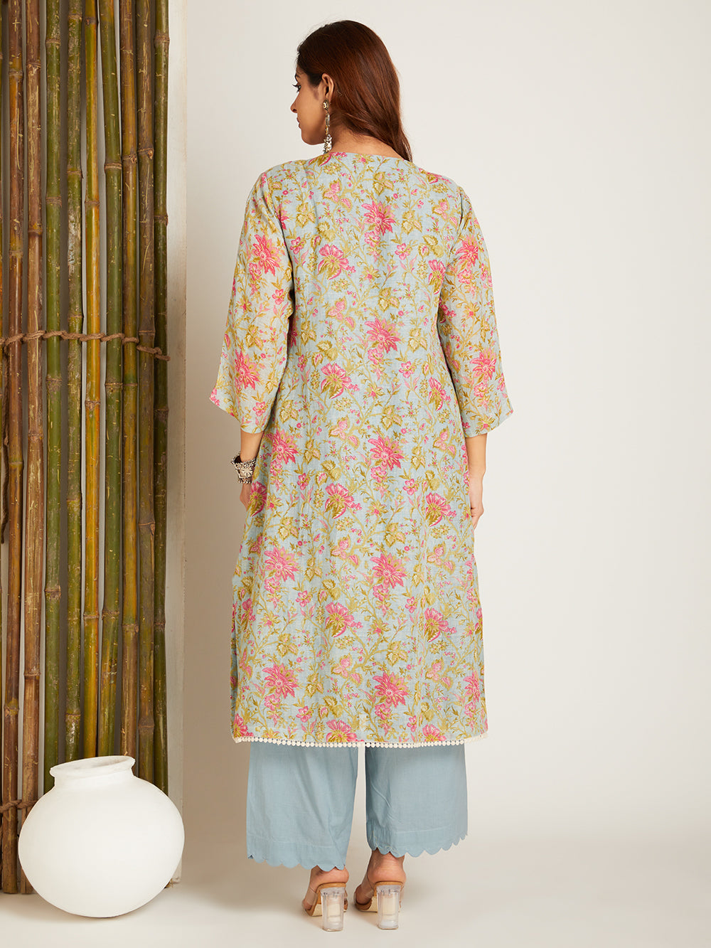 LINEN KURTA SET SAGE