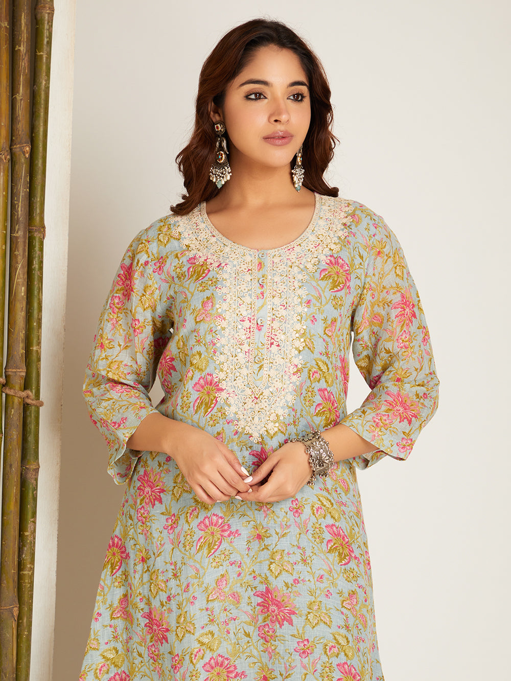 LINEN KURTA SET SAGE