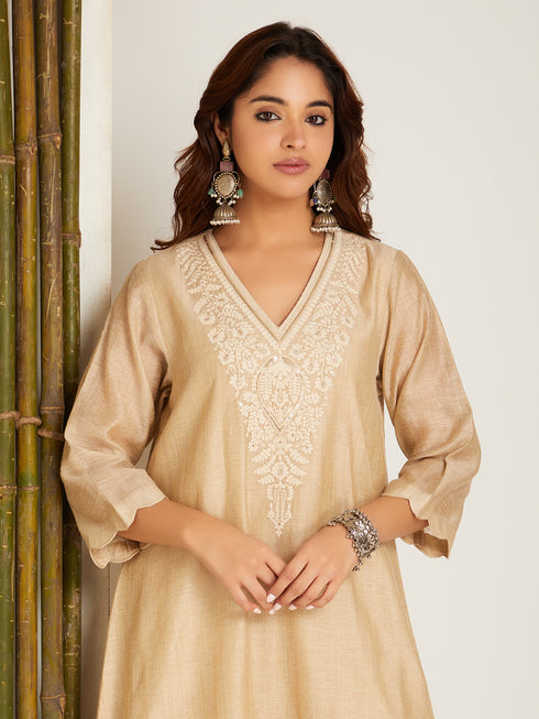JAMDANI KURTA SET BEIGE