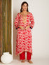 SATIN KURTA SET RED