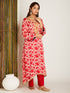 SATIN KURTA SET RED