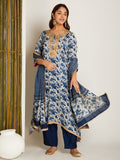 SATIN KURTA SET BLUE