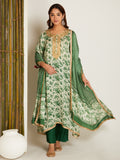 SATIN KURTA SET GREEN