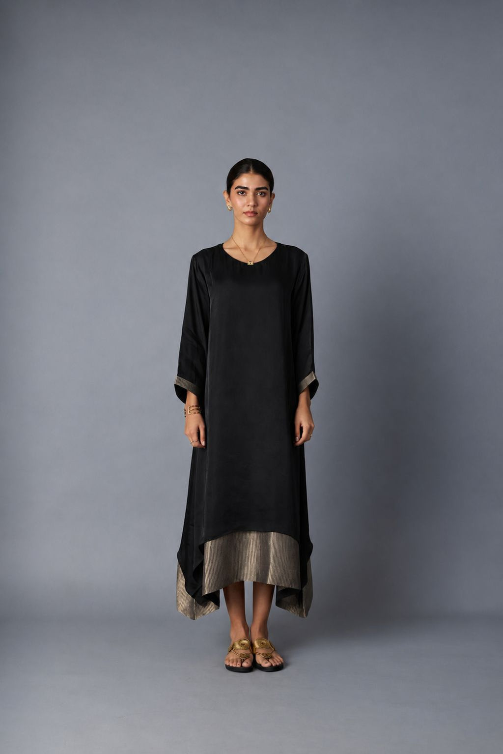 CHAMELI DRESS WITH SLEEVE BLACK