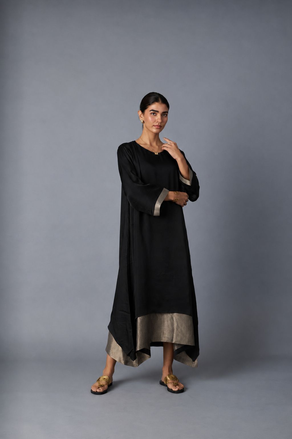 CHAMELI DRESS WITH SLEEVE BLACK