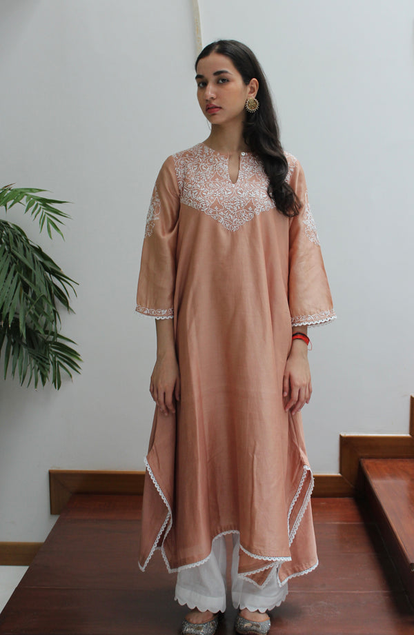 DULL ROSE ASYMMETRICAL KURTA