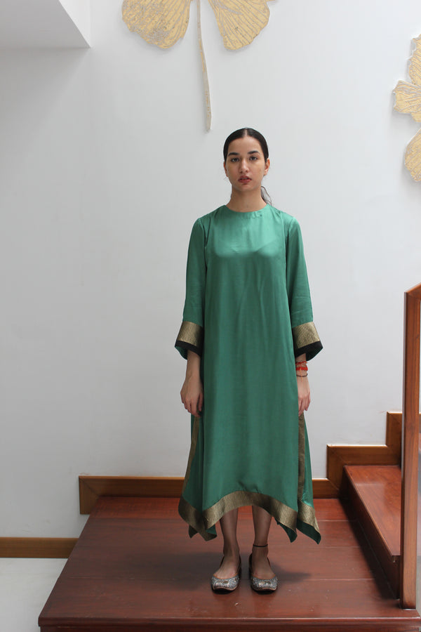 KAMAL ASYMMETRICAL TUNIC -GREEN