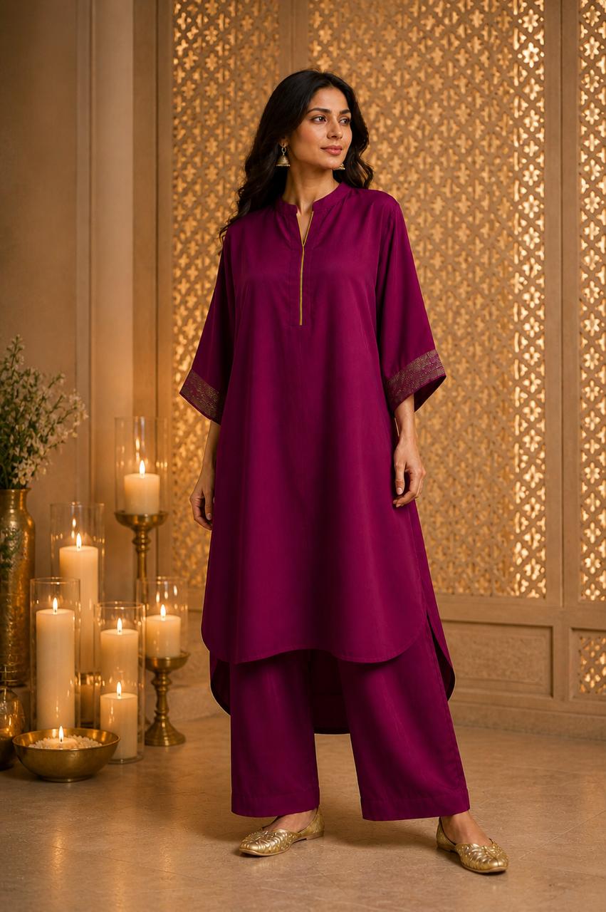 MEHER KURTA SET PURPLE  (SET OF TWO)