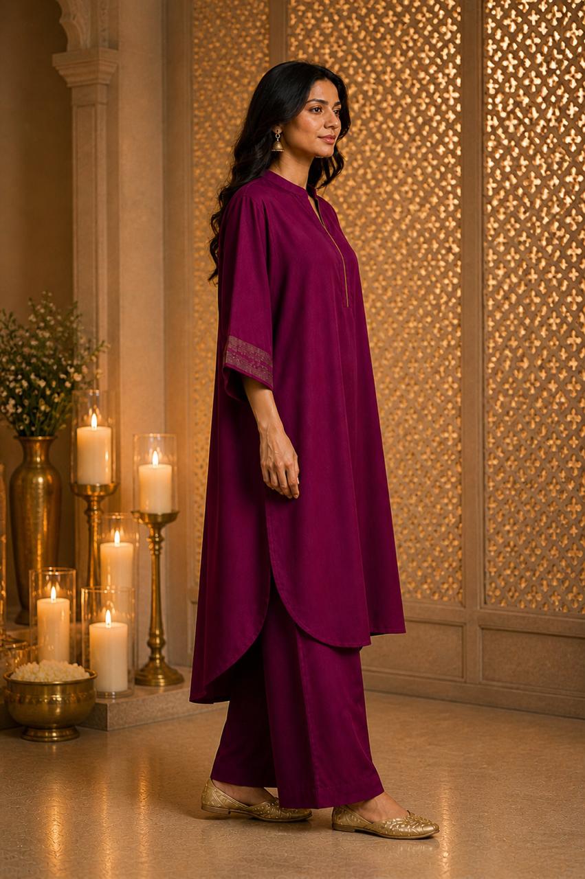 MEHER KURTA SET PURPLE  (SET OF TWO)
