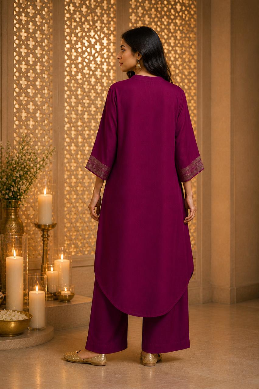 MEHER KURTA SET PURPLE  (SET OF TWO)
