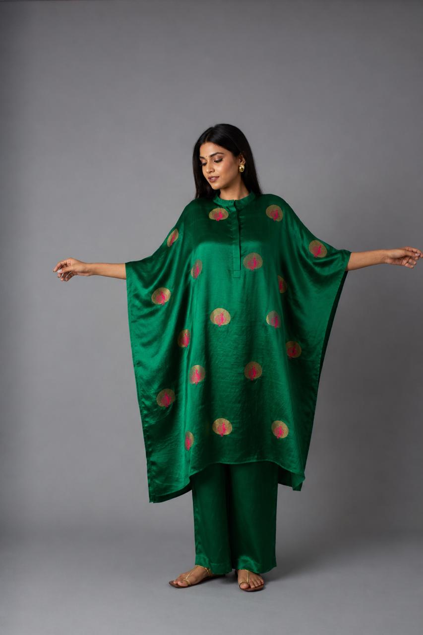 MOR KAFTAN SET ROYAL GREEN ( SET OF TWO )