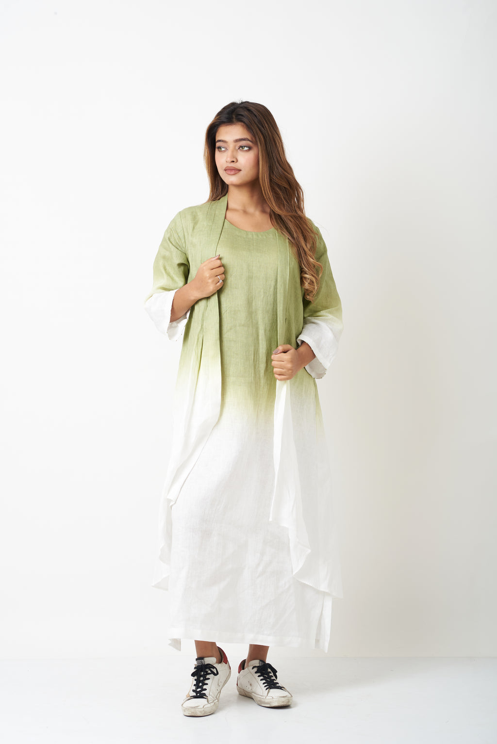 OMBRE LAYERED DRESS - GREEN
