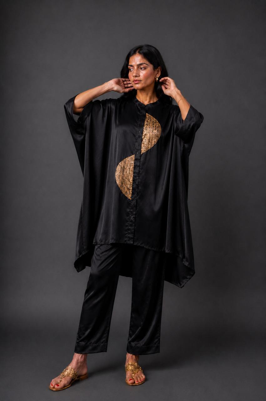 ZOHA ANTI  FIT SHIRT BLACK SET (SET OF TWO PCS)