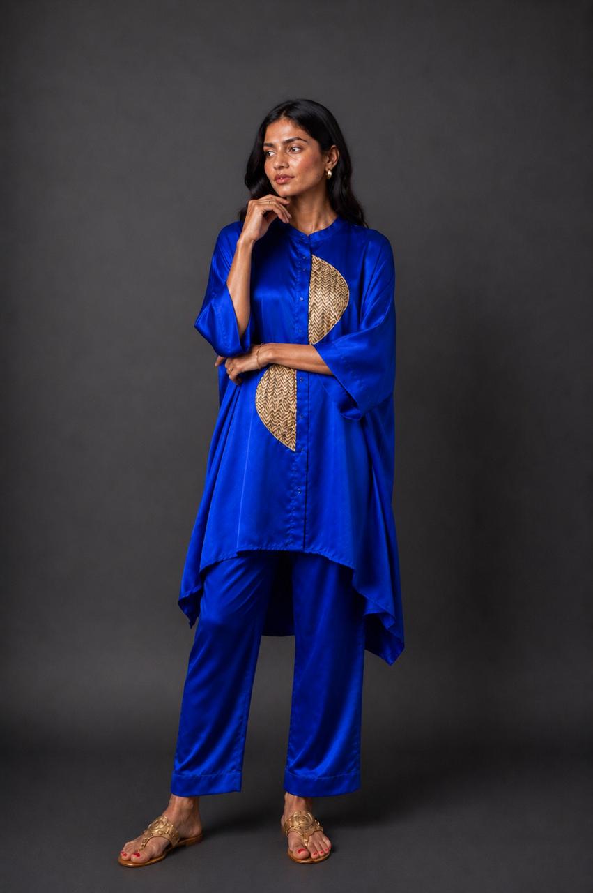 ZOHA ANTI  FIT SHIRT SET ROYAL BLUE  (SET OF TWO PCS)